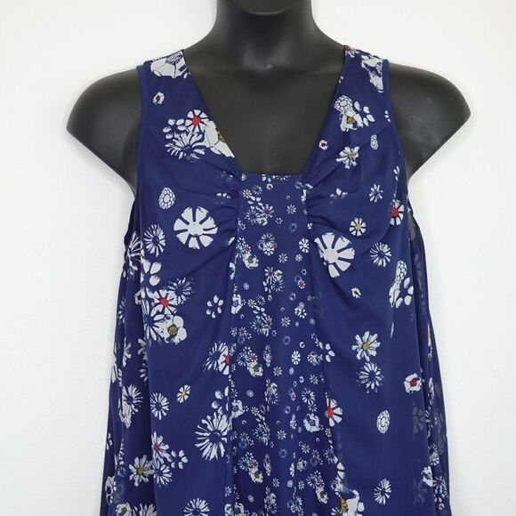 Jason Wu For Target Navy with White Florals Chiffon Sleeveless Dress Size Large - Picture 2 of 15